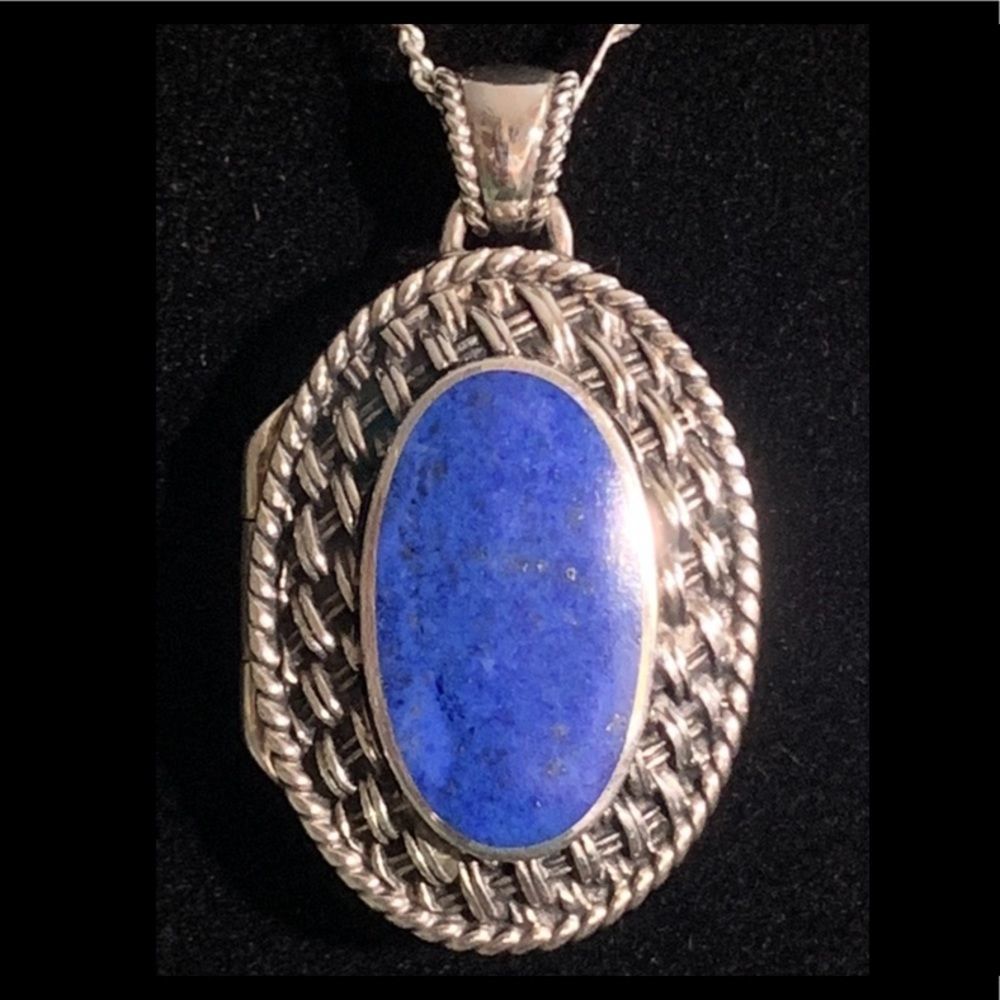 Vintage Sterling Silver Lapis Locket